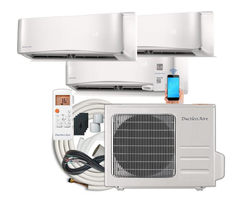 21 SEER Three Zone 27,000 BTU DuctlessAire Mini Split Air Conditioner DA27-9-12-12