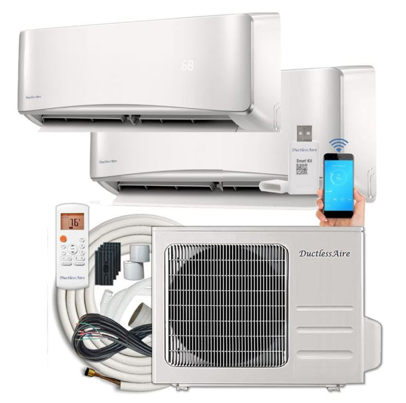 21 SEER Dual Zone 27,000 BTU DuctlessAire Mini Split Air Conditioner DA27-12-18